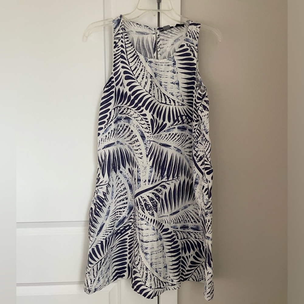 Tahari‎ Linen Printed Palm Leaf Sleeveless Shift Dress XS